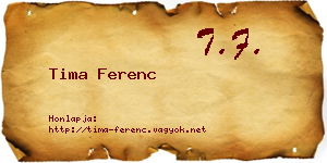 Tima Ferenc névjegykártya